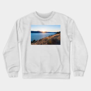 Summer Sun Setting Behind the Mountains over Okanagan Lake Crewneck Sweatshirt